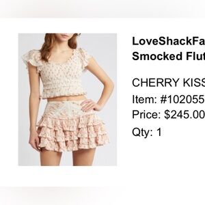 LoveShackFancy Beaming Ruffle Smocked Flutter Sleeve Top